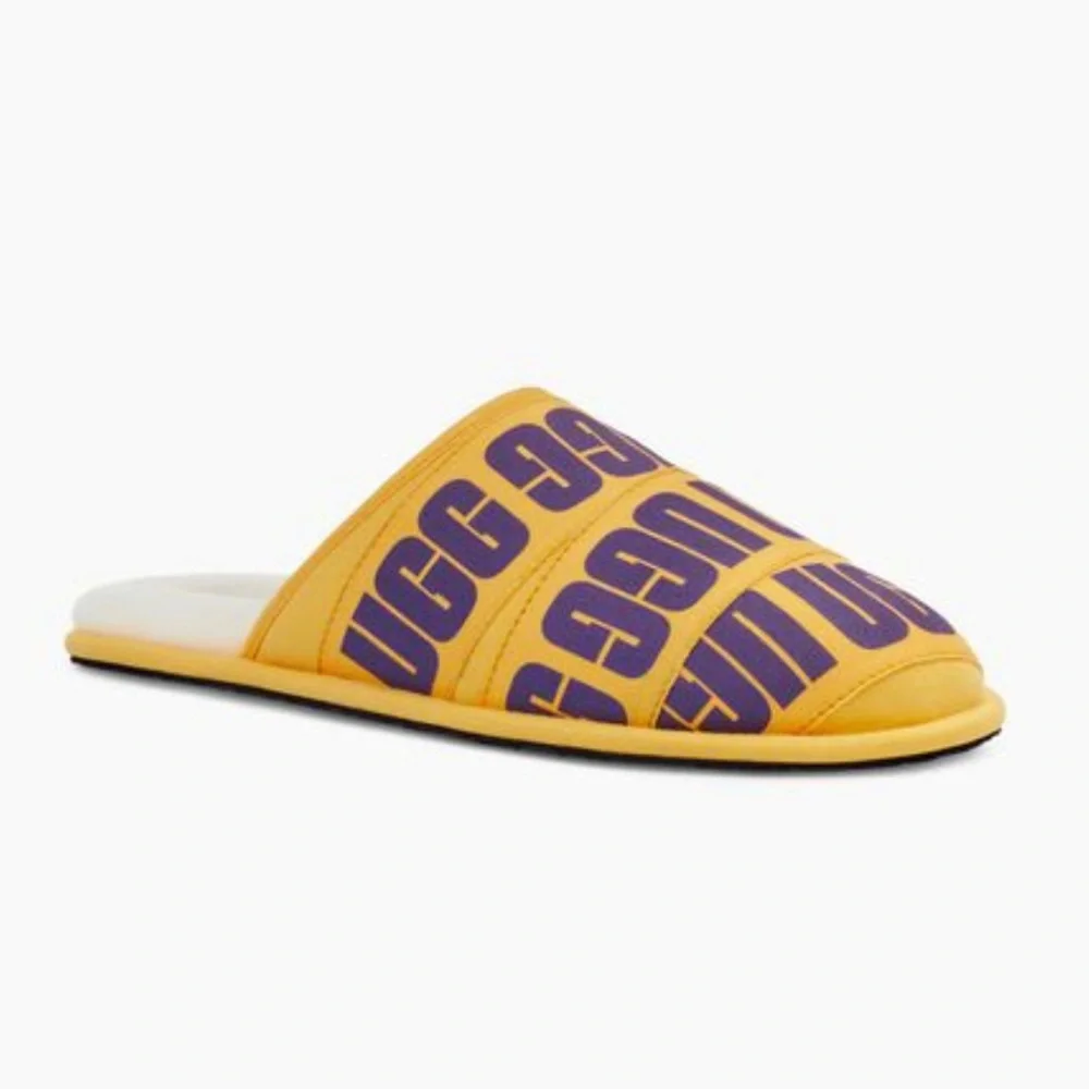 UGG Men's SCUFF GRAPHIC BAND SLIPPERS Color:PURPLE/ YELLOW - Picture 1 of 6